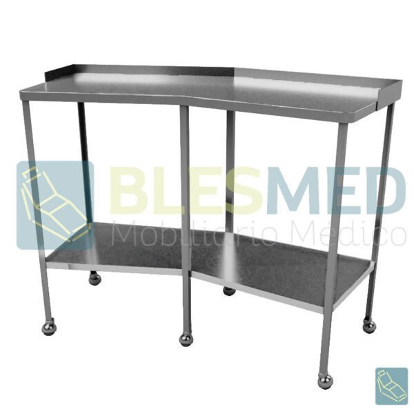 Mesa Riñon Con Entrepaño Acero Inoxidable Muebles Medicos Blesmed 0343